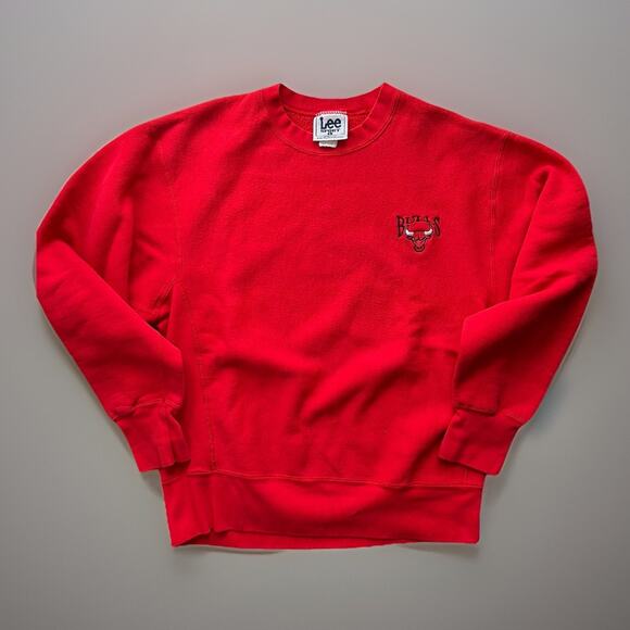 Vintage Chicago Bulls Sweatshirt Lee Nutmeg Mills Embroidered Red Large USA 90s - Picture 8 of 16
